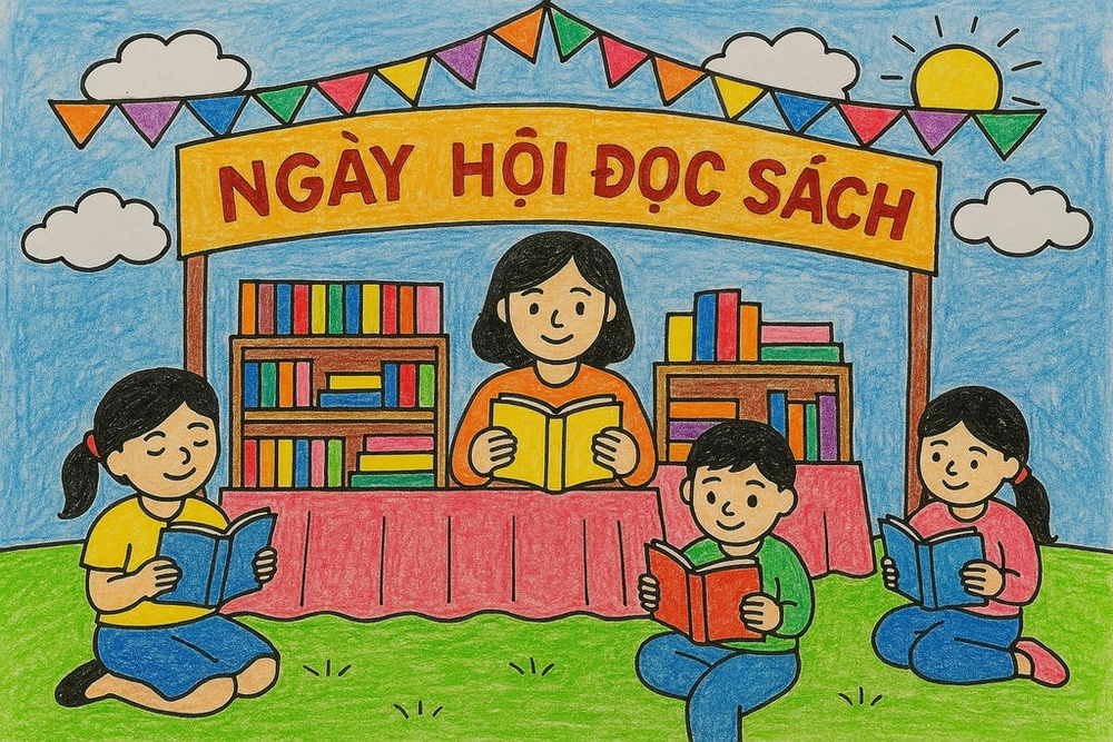 vẽ tranh ngày hội sách 