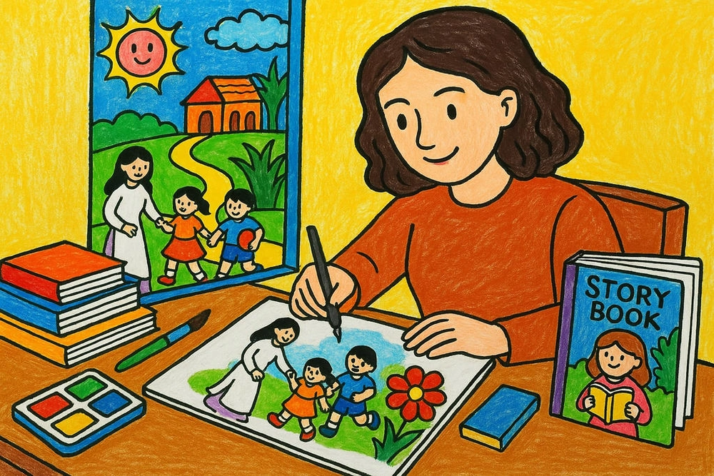tranh vẽ về nghề nghiệp họa sĩ đầy cảm hứng 