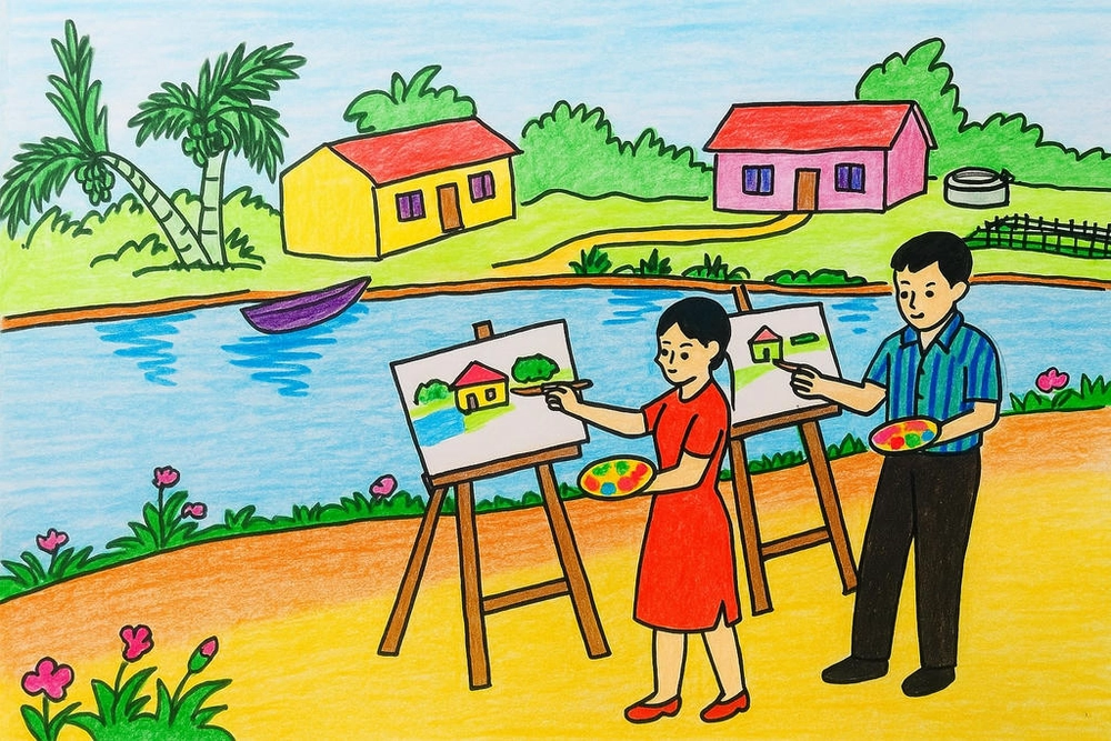 vẽ tranh nghề nghiệp họa sĩ chủ đề ước mơ tương lai 