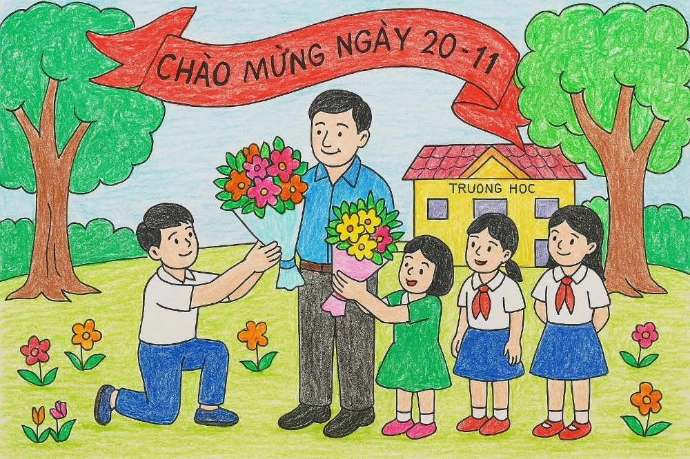 tranh vẽ thầy cô ngày 20/11 
