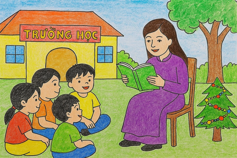 vẽ tranh chủ đề nhớ ơn thầy cô 