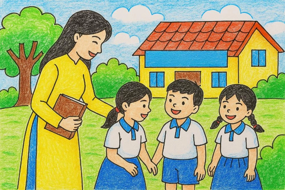 vẽ tranh đẹp về thầy cô 