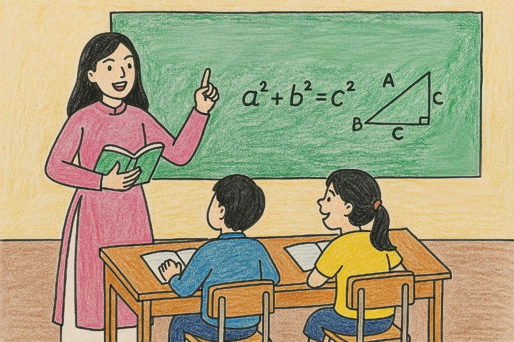 tranh vẽ thầy cô và mái trường dễ làm 