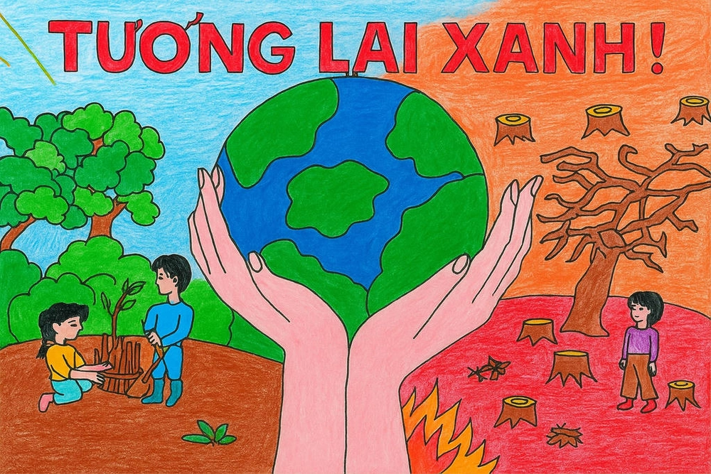 vẽ tranh vì tương lai xanh, đề cao vai trò của thế hệ trẻ