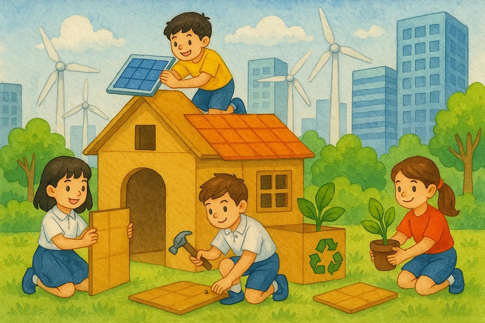 vẽ tranh về tương lai xanh theo phong cách sáng tạo 